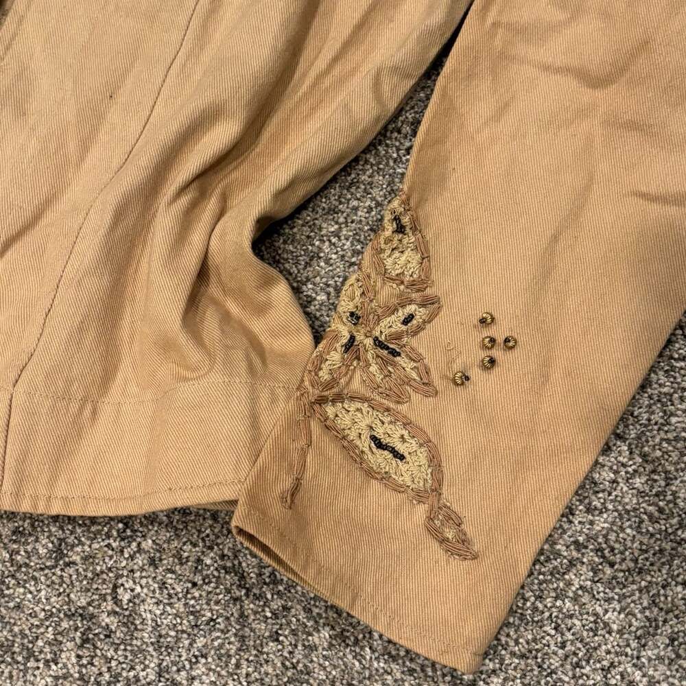 Laura Ashley Embroidered Beaded Linen Jacket Tan Size S - Picture 10 of 13